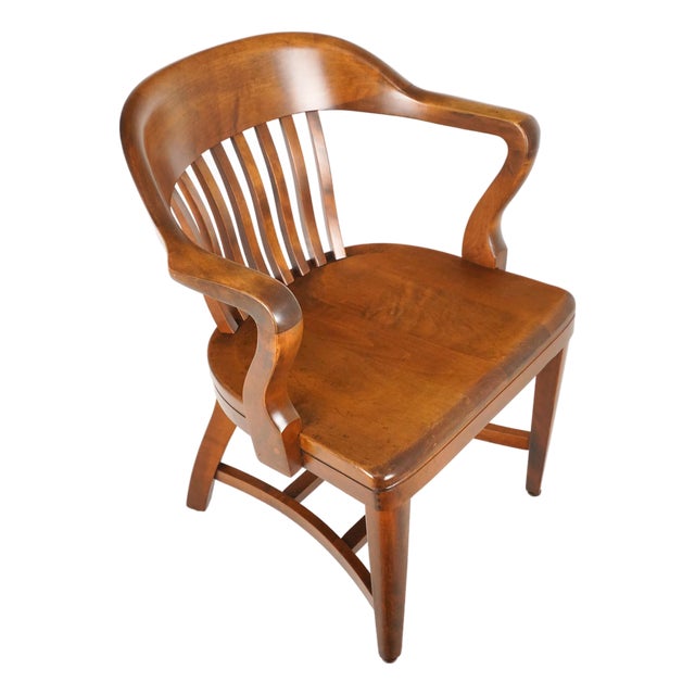 Vintage Wooden Bank of England Style Office Chair For Sale