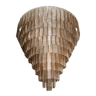 Large Venini Taupe Smoke Murano Glass Round Chandelier, Italy For Sale