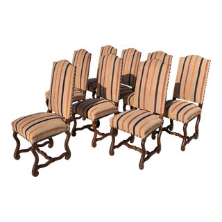 20th Century French Louis XIII Style Carved Sheep Bone Dining Chairs - Set of 8 For Sale