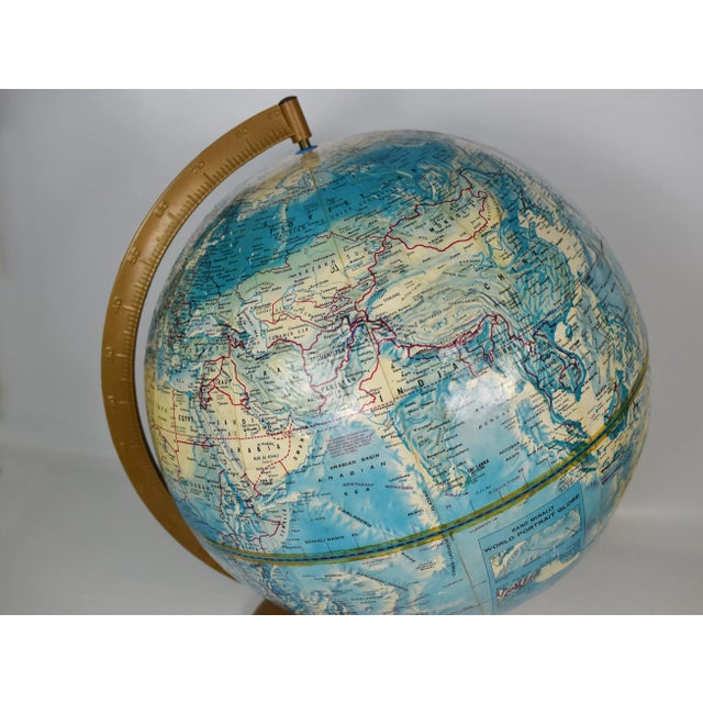 Metal Vintage Mid-Century Rand McNally World Portrait Table Top Rotating World Globe For Sale - Image 7 of 12