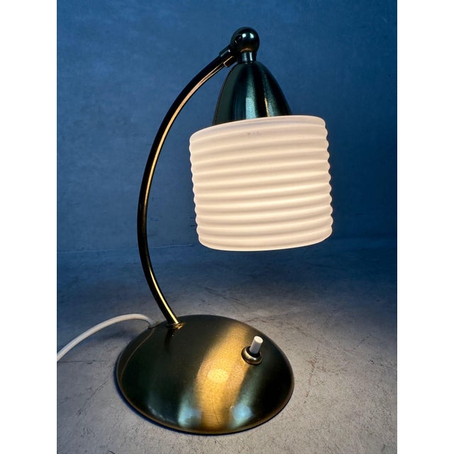 Vintage Brass and Opaline Table Lamp, 1950s For Sale - Image 3 of 10