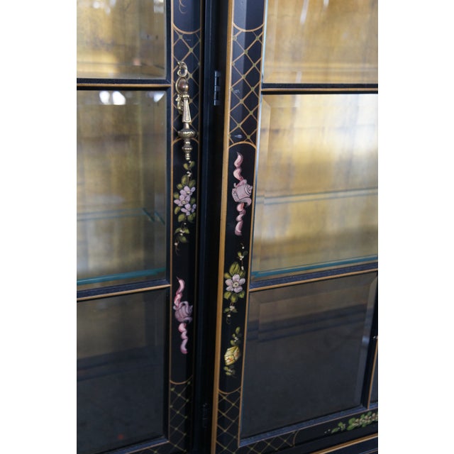 Mid 20th Century Union National Lacquered Chinoiserie Breakfront China Display Curio Cabinet 90", Attributed For Sale - Image 10 of 18