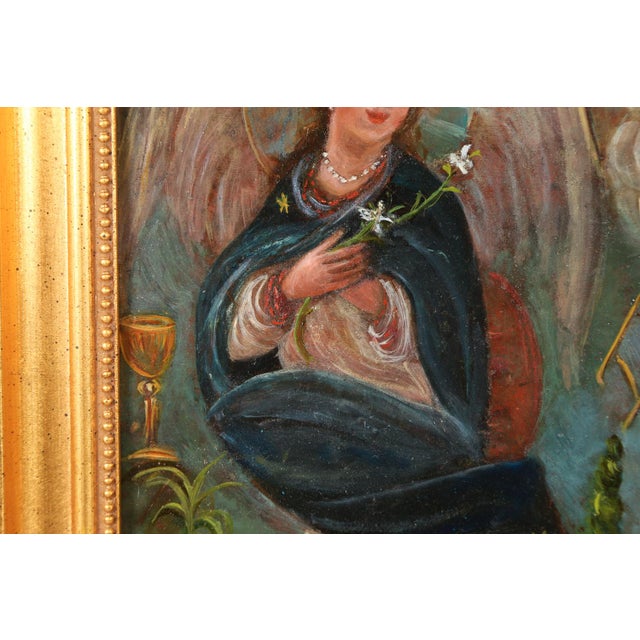 Our Lady of the Apocalypse, Oil on Tin, 19th Century For Sale - Image 4 of 11