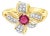 Flower Ruby Diamond Cocktail Ring .70cttw 14K Yellow Gold, Size 9 For Sale