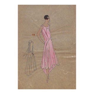 Lanvin of Paris C1920s Original Fashion Illustration in Gouache For Sale