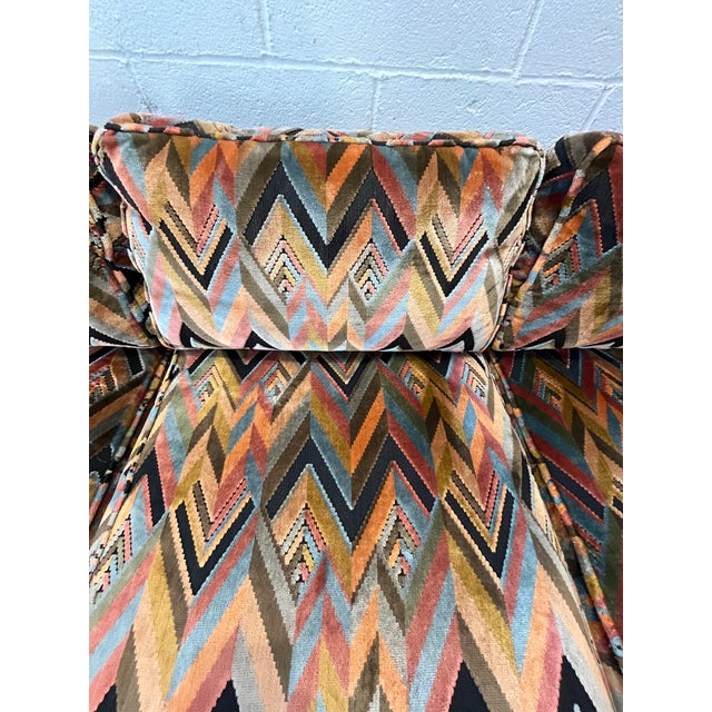 1970s Jack Lenor Larsen Style Mid Century Chevron Sofa For Sale - Image 5 of 12