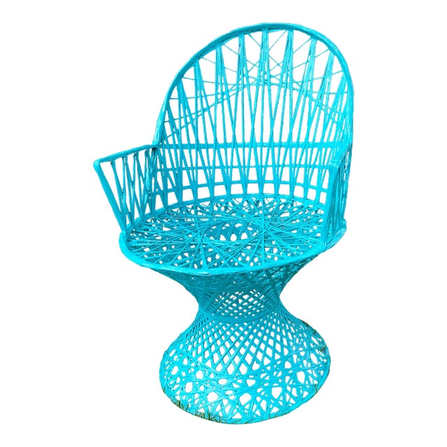 Vintage 1950s Peacock Fiberglass Spun Outdoor Chair For Sale