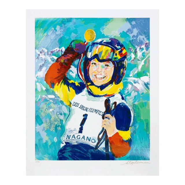 Leroy Neiman "Nagano Special Olympics" Impressionist Style Hand Signed Winter Sport Serigraph For Sale