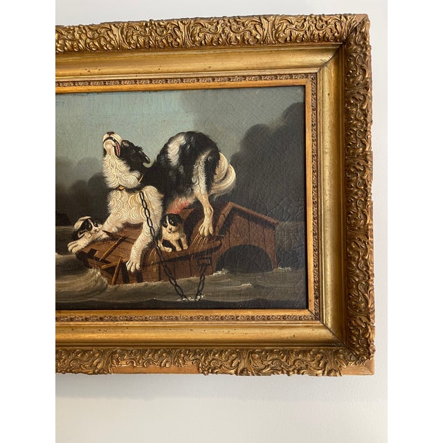 Antique Dogs Oil Painting After Kiorboe Carl Fredrik - Oversvämning For Sale - Image 11 of 12
