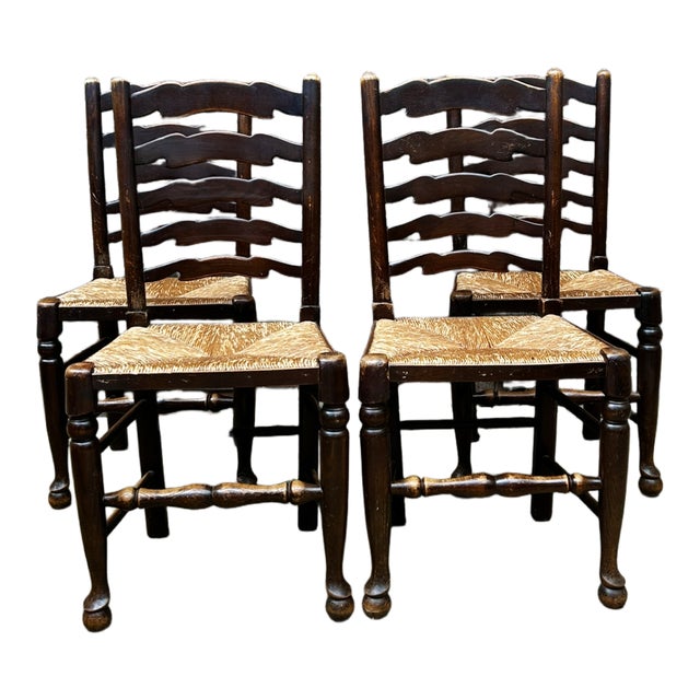 This beautiful English Oak dining chairs are full of rustic charm. They were originally stained dark however, over the...