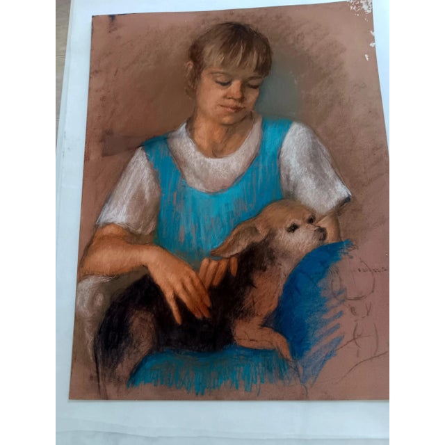 Expressionist Pastel Drawing by Marcia Bouton 1970's For Sale - Image 4 of 4