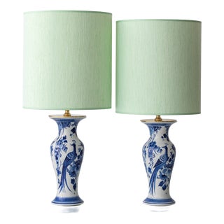 Chinoiserie Bird Table Lamps from Royal Delft, 1979, Set of 2 For Sale