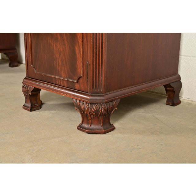 Brown Baker Furniture Style Chippendale Carved Flame Mahogany Sideboard Buffet, Circa 1940s For Sale - Image 8 of 13