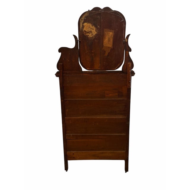 Traditional 1800s Serpentine-Front Tall Dresser W/ Swivel Mirror For Sale - Image 3 of 12