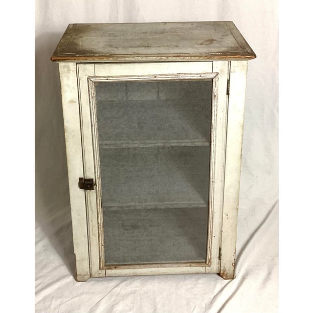 American Late 19th Century Early American Small Primitive Pie Safe Cupboard in White Paint For Sale - Image 3 of 10