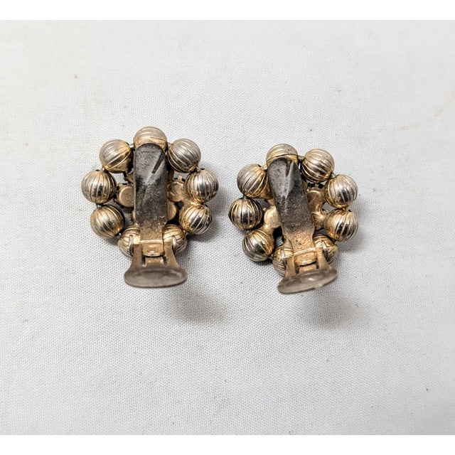 1960s Vintage 1960s Signed Weiss Goldtone Faux-Ruby, Amethyst, Sapphire & Emerald Clip Earrings-2 Pieces For Sale - Image 5 of 7