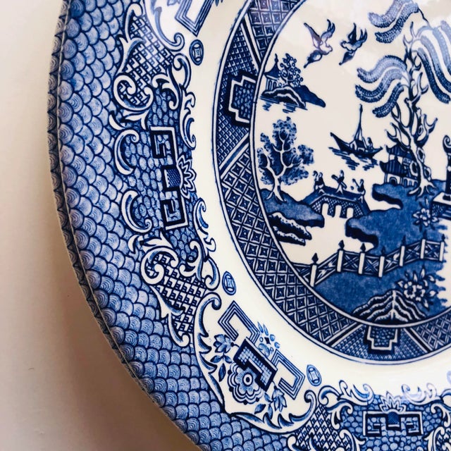 English 1990's English Ironstone Blue and White Dinner Plates- Set of 4 For Sale - Image 3 of 5