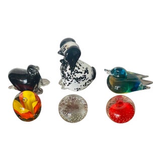6 Vintage Mid 20 Th Century Art Glass Paperweights For Sale