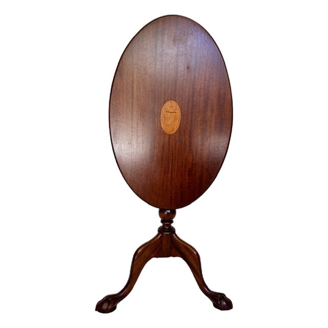 1931 Charak Furniture Co. Tilt Top Mahogany Table — Handmade, Numbered, Excellent Condition For Sale