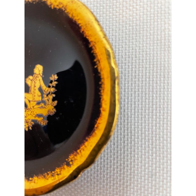 Limoges, France Mid 20th Century Limoges Castell Cobalt and 22 Kt Gold Butter Pat - 2 Available For Sale - Image 4 of 7