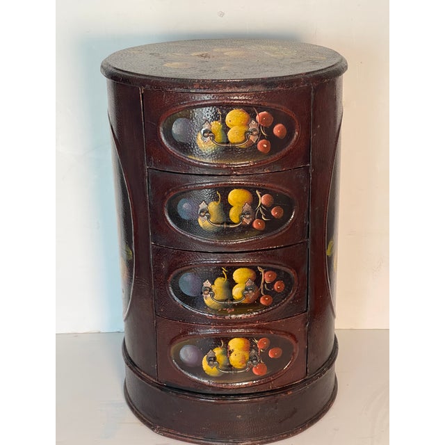 Italian 20th Century Italian Small Round Commode Handpainted on Parchment For Sale - Image 3 of 8