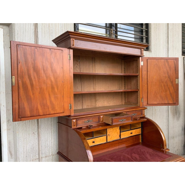 19th Century Empire Mahogany Bureau Secretary with Bookcase For Sale - Image 4 of 18