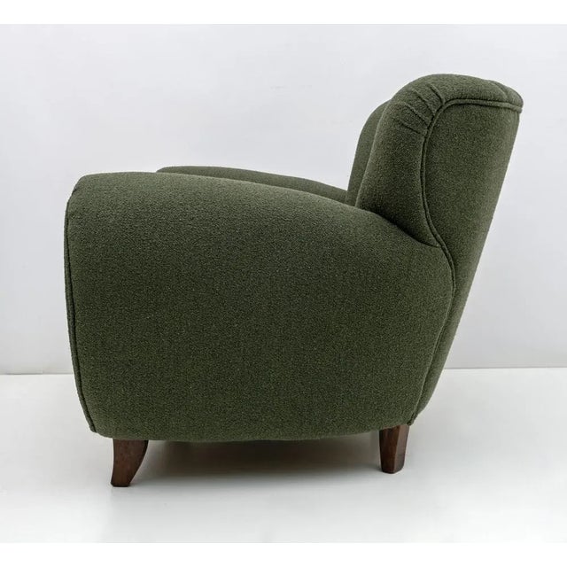 Green Set of Italian Art Deco Bouclé Armchairs attributed to Guglielmo Ulrich, 1940s For Sale - Image 8 of 10