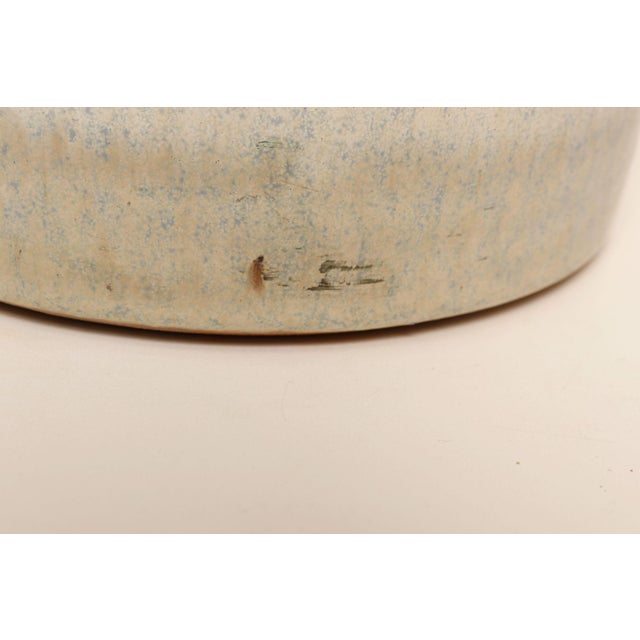 Vintage Pale Blue Matte Glazed Incised Ceramic Planter by Deanna Nichols For Sale - Image 12 of 16
