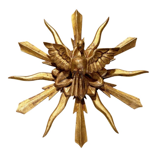 European Wooden Dove Sunburst the Holy Spirit 15.25" Diameter For Sale