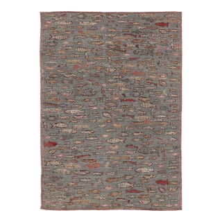 Contemporary Fish Pictorial Modernist Wool Rug by Rug & Kilim, India For Sale