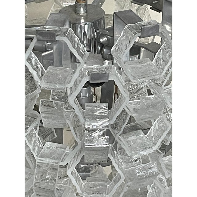 Cascade Chandelier with Hexagonal Glass attributed to Av Mazzega, 1970s For Sale - Image 8 of 18
