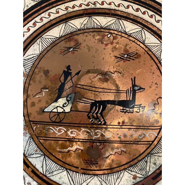Vintage Greek Key Copper Plate With Classical Chariot Motif For Sale In Oklahoma City - Image 6 of 16