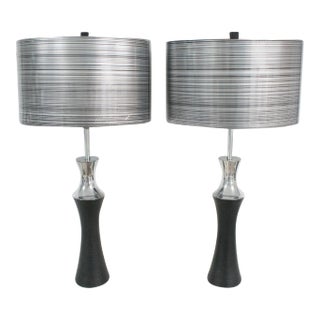 Mutual Sunset Aluminum Table Lamp, a Pair, 1960s For Sale