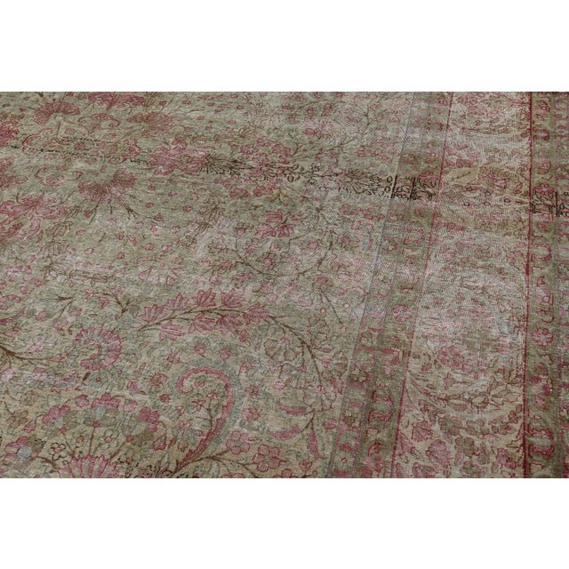 Antique Persian Lavar Kerman Distressed Rug With Multicolored Floral Motifs For Sale In Atlanta - Image 6 of 13