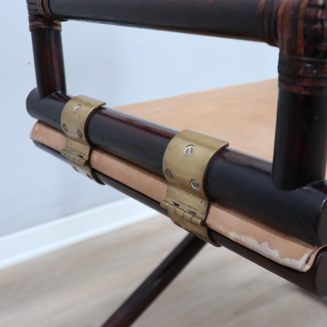 Vintage Bamboo and Leather Director's Chair from McGuire, 1950s For Sale - Image 10 of 15