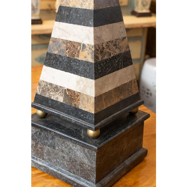 Large Obelisk With Various Layers of Marble For Sale In West Palm - Image 6 of 6