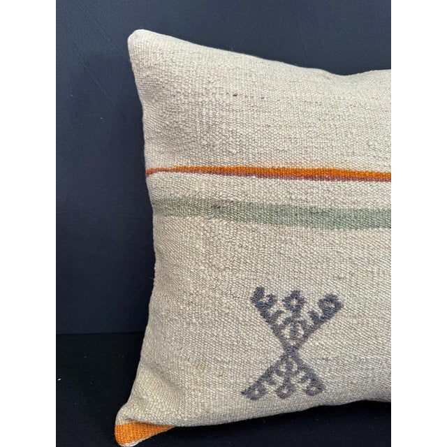 Turkish Hemp Pillow Cushion Natural Beige Orange Cushion Cover 20"x20" #30533 Enhance your home decor with our Kilim...