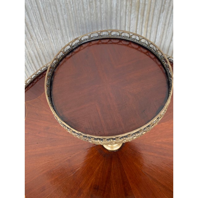 Brown Louis XVI Style Two-Tier Mahogany Bouillotte Round Table in Style of Jansen For Sale - Image 8 of 10
