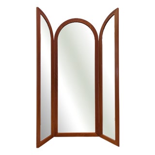 Folding Wall Mirror in Teak from Fakse Furniture, Denmark For Sale