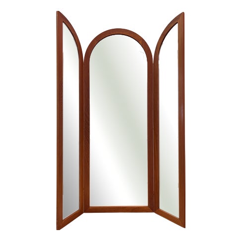 Folding Wall Mirror in Teak from Fakse Furniture, Denmark For Sale