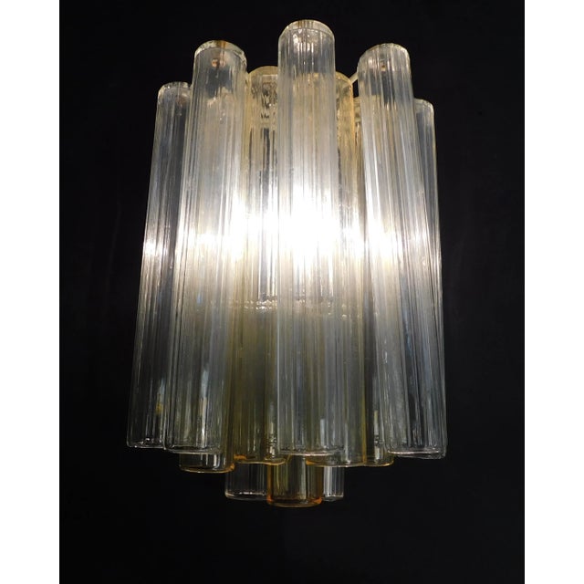 Glass 1960s Clear and Yellow Murano Tubes Sconce For Sale - Image 7 of 8