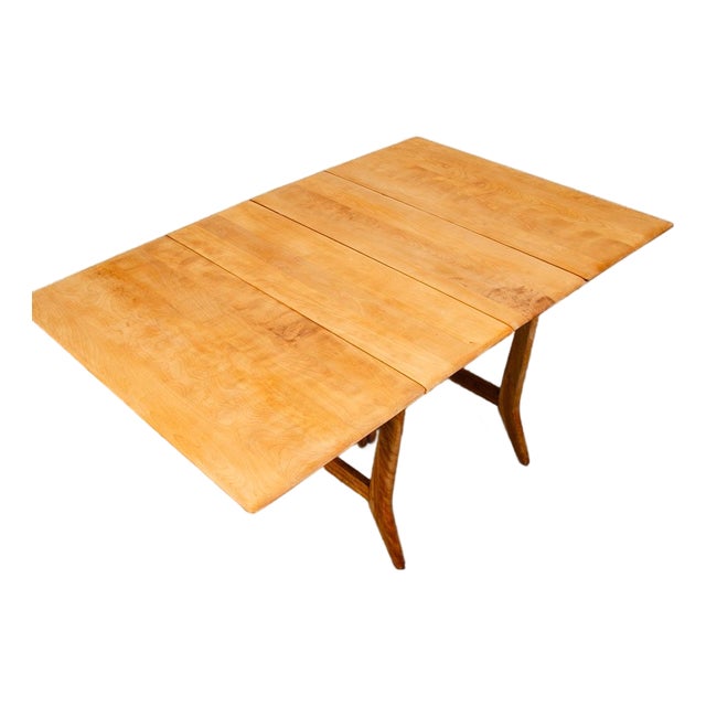 Mid Century Modern Dining Table Solid Maple Gate Leg Drop Heywood Wakefield Leaf For Sale