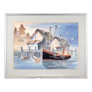"The Lulu" - Harbor Seascape in Watercolor on Paper by Anne Ormsby