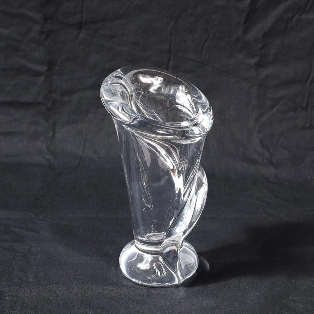 Mid-Century Modernist Crystal Vase With Amorphic Single Helix Signed Art Vannes For Sale - Image 9 of 15