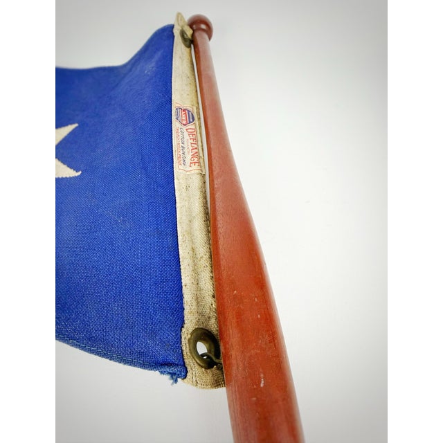 Blue Vintage Blue & White Nautical Burgee Pennant Flag on Wooden Staff – Defiance Cotton Bunting – Coastal Maritime Decor For Sale - Image 8 of 11