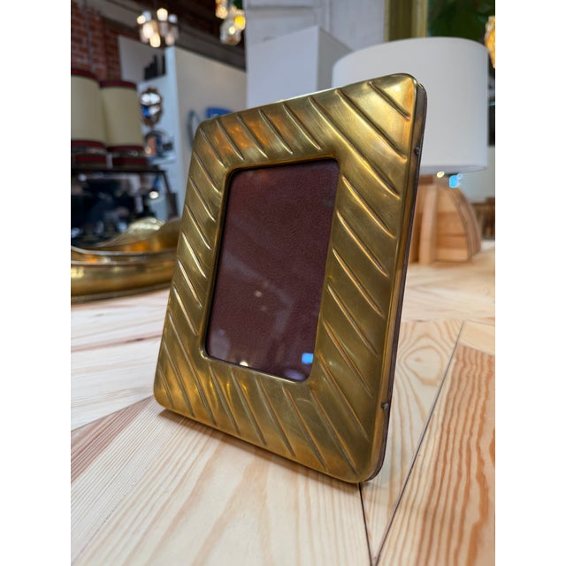 Metal Vintage Italian Brass Picture Frame by Arabesque Gioielli Palermo For Sale - Image 7 of 8
