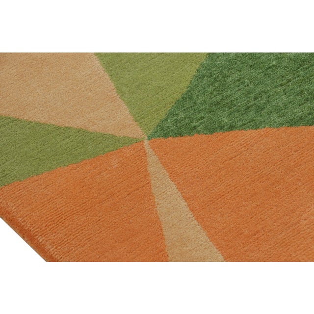 Rug & Kilim’s Mid Century Modern Style Geometric Multicolor Wool and Silk Custom Rug For Sale In New York - Image 6 of 7