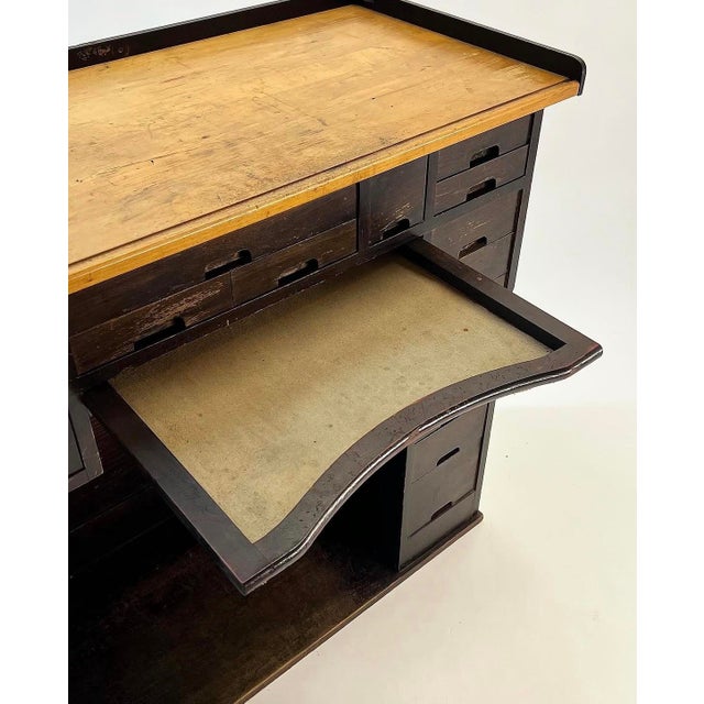 Brown Antique Multi-Drawer Jewelers Desk/Watchmakers Work Bench by j.h. Rosberg Manufacturing Co, Chicago c.1920 For Sale - Image 8 of 12
