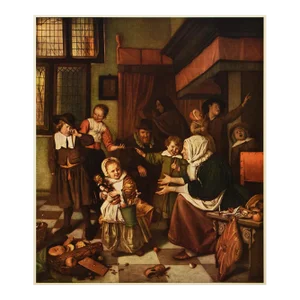 1954 After Jan Steen "Saint Nicholas Day", Vintage Full-Color Print