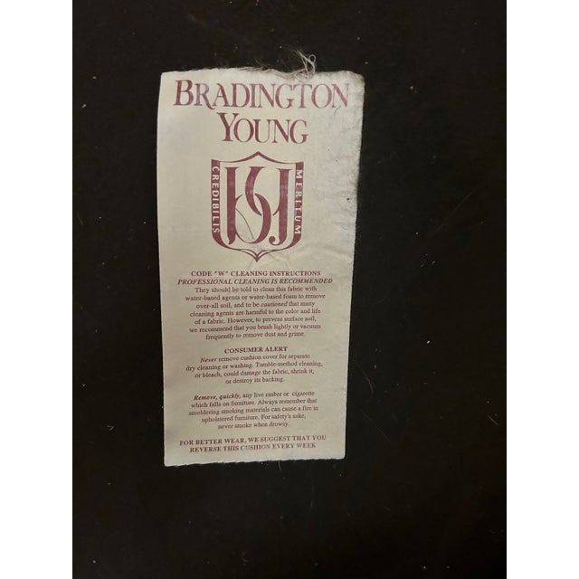Vintage Bradington-Young Hand-Brushed Aniline Leather Tufted English Club Suite With Wingback Chair, Ottoman and Loveseat For Sale - Image 11 of 14
